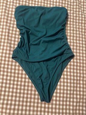 Shade & Shore Teal Strapless One-Piece Swimsuit